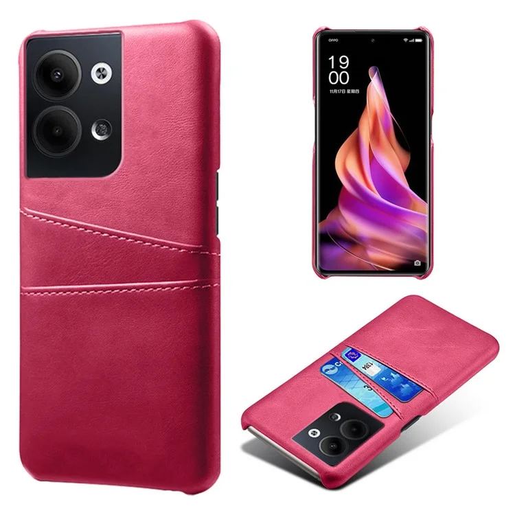 For Oppo Reno9 5G / Reno9 Pro 5G Phone Case with 2 Card Slots Pocket PU Leather + Hard PC Cover - Black-Cellmalls