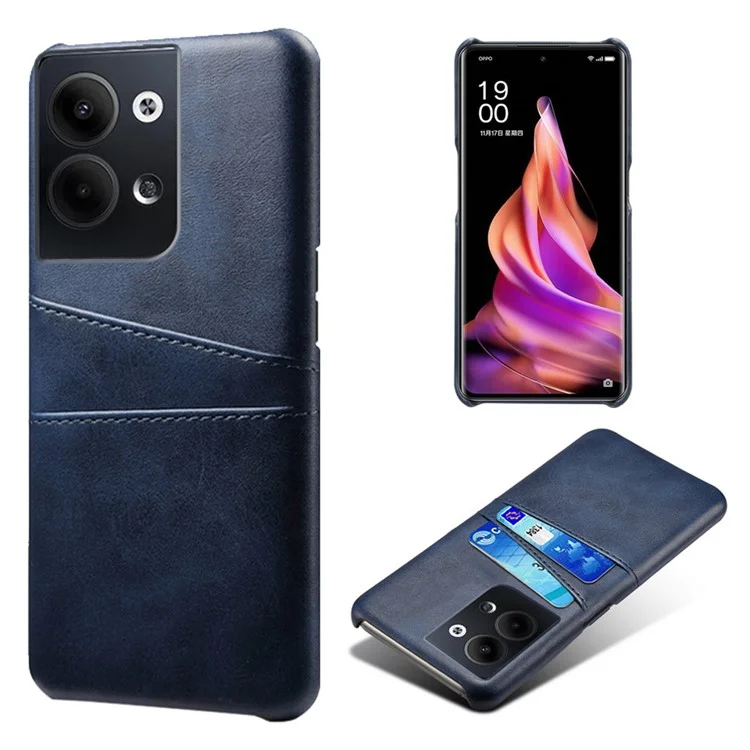 For Oppo Reno9 5G / Reno9 Pro 5G Phone Case with 2 Card Slots Pocket PU Leather + Hard PC Cover - Black-Cellmalls