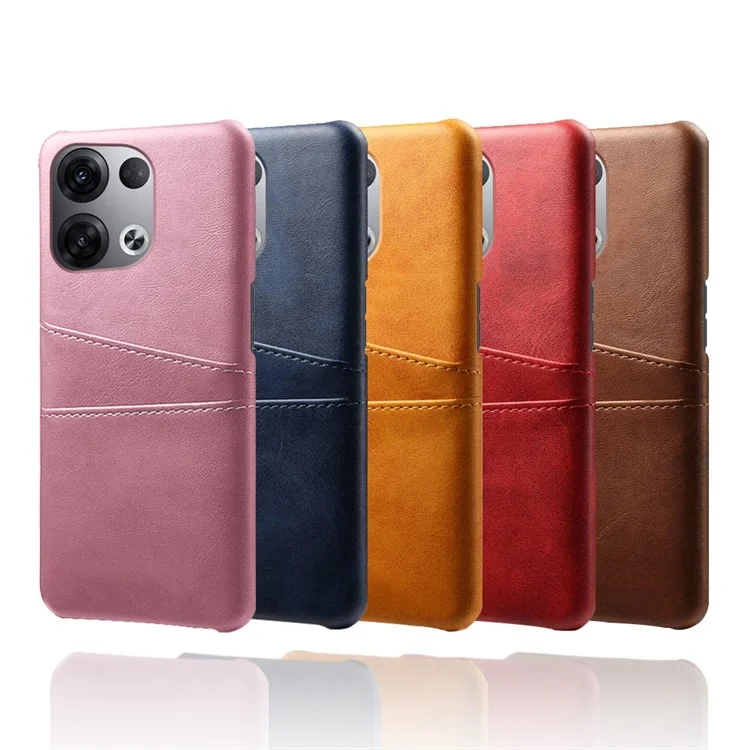 For Oppo Reno8 Pro+ 5G / Reno8 Pro 5G (Global Version) Anti-scratch Cell Phone Protective Case Dual Card Slots PU Leather Coated Hard PC Back Cover - Black-Cellmalls