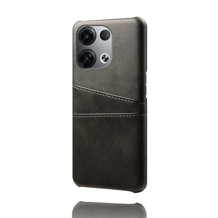 For Oppo Reno8 Pro+ 5G / Reno8 Pro 5G (Global Version) Anti-scratch Cell Phone Protective Case Dual Card Slots PU Leather Coated Hard PC Back Cover - Black-Cellmalls