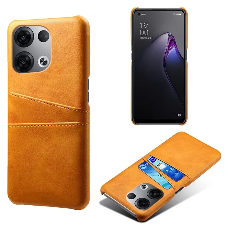 For Oppo Reno8 Pro+ 5G / Reno8 Pro 5G (Global Version) Anti-scratch Cell Phone Protective Case Dual Card Slots PU Leather Coated Hard PC Back Cover - Black-Cellmalls