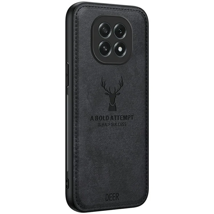 For Oppo A5 5G Case Deer Pattern Cloth Texture PU + PC + TPU Phone Cover - Black-Cellmalls