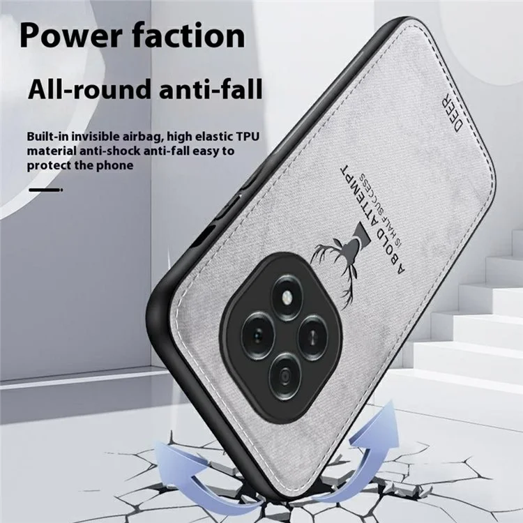 For Oppo A5 5G Case Deer Pattern Cloth Texture PU + PC + TPU Phone Cover - Black-Cellmalls