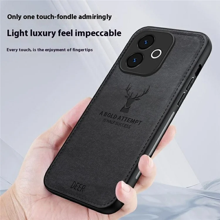For Oppo A5 Pro 4G (Global) / 5G (Global) /  A5 Energy 5G (China) Case Deer Pattern Cloth Texture PU + PC + TPU Phone Cover - Black-Cellmalls