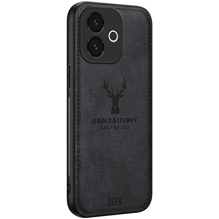 For Oppo A5 Pro 4G (Global) / 5G (Global) /  A5 Energy 5G (China) Case Deer Pattern Cloth Texture PU + PC + TPU Phone Cover - Black-Cellmalls