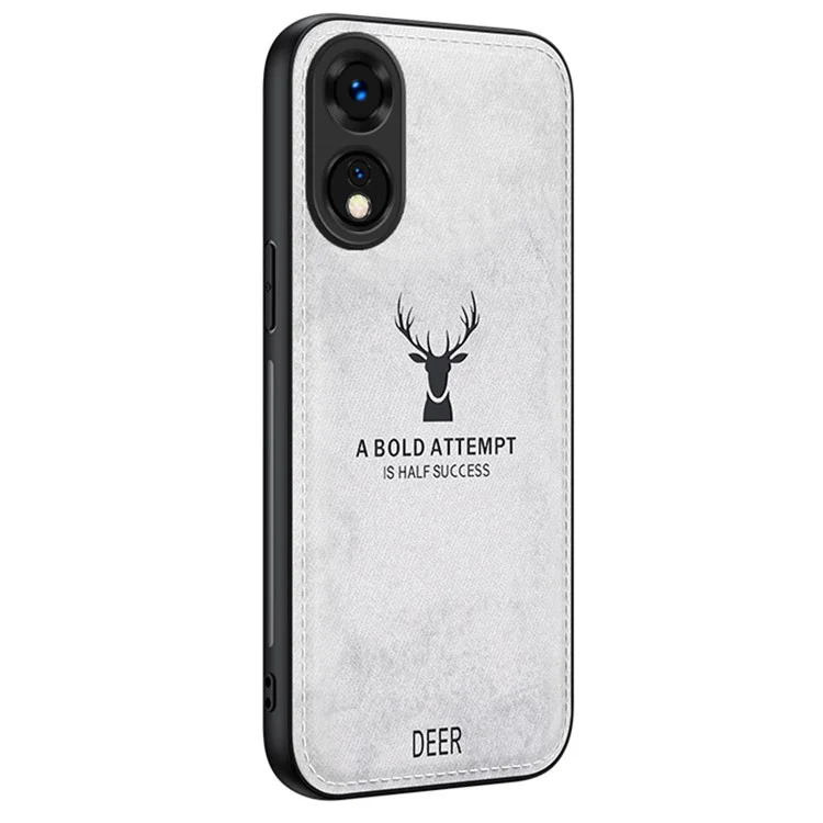For Oppo A78 4G Case Deer Pattern Cloth Texture Leather+PC+TPU Hybrid Phone Cover - Grey-Cellmalls