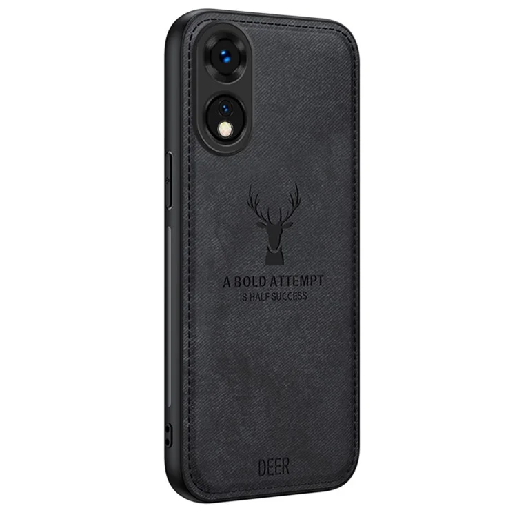 For Oppo A78 4G Case Deer Pattern Cloth Texture Leather+PC+TPU Hybrid Phone Cover - Grey-Cellmalls
