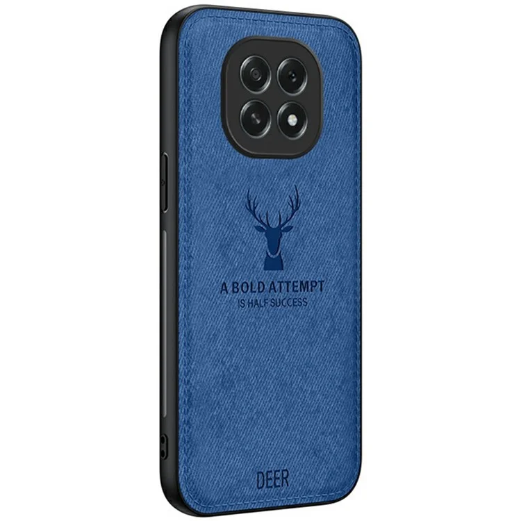 For Oppo A5 5G Case Deer Pattern Cloth Texture PU + PC + TPU Phone Cover - Black-Cellmalls