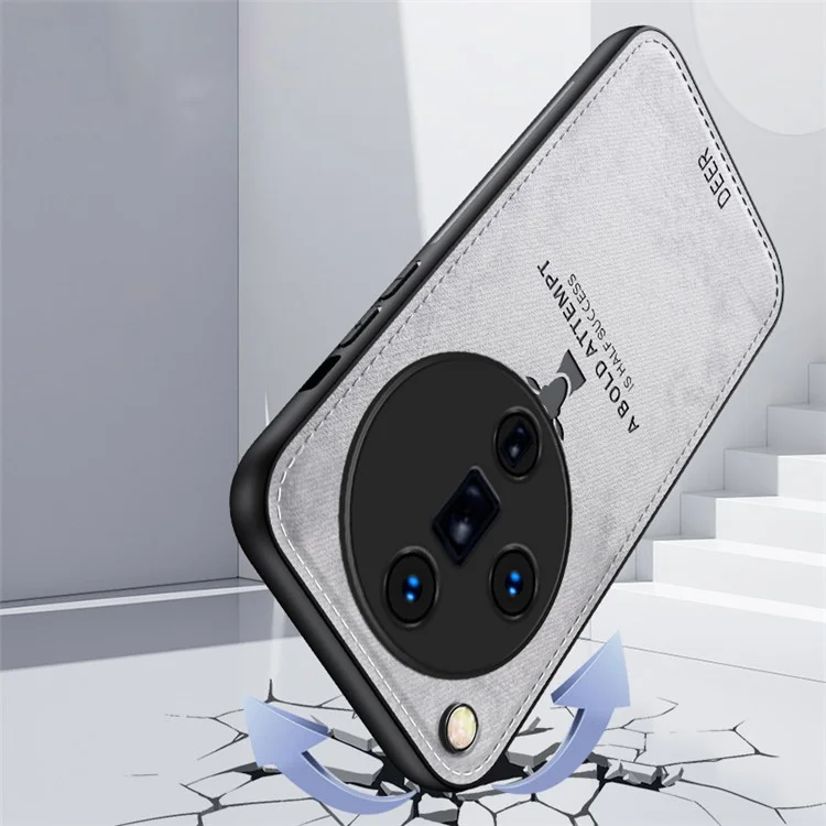 For Oppo Find X7 Ultra Phone Case Cloth Texture Leather Back Cover Deer Pattern - Black-Cellmalls