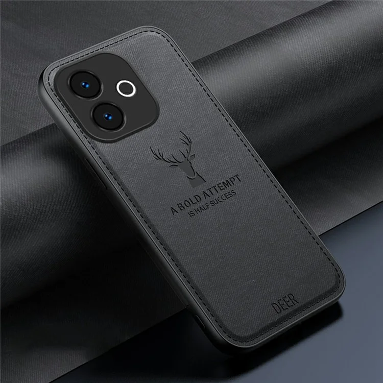 For Oppo A5 Pro 4G (Global) / 5G (Global) /  A5 Energy 5G (China) Case Deer Pattern Cloth Texture PU + PC + TPU Phone Cover - Black-Cellmalls