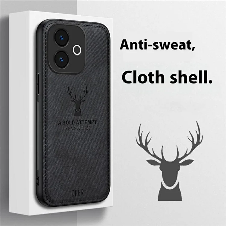 For Oppo A5 Pro 4G (Global) / 5G (Global) /  A5 Energy 5G (China) Case Deer Pattern Cloth Texture PU + PC + TPU Phone Cover - Black-Cellmalls