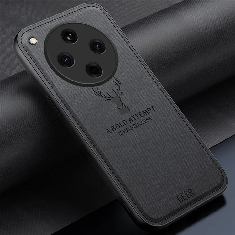 For Oppo Find X8 5G Case Deer Pattern Cloth Texture PU Leather Hybrid Phone Cover - Black-Cellmalls