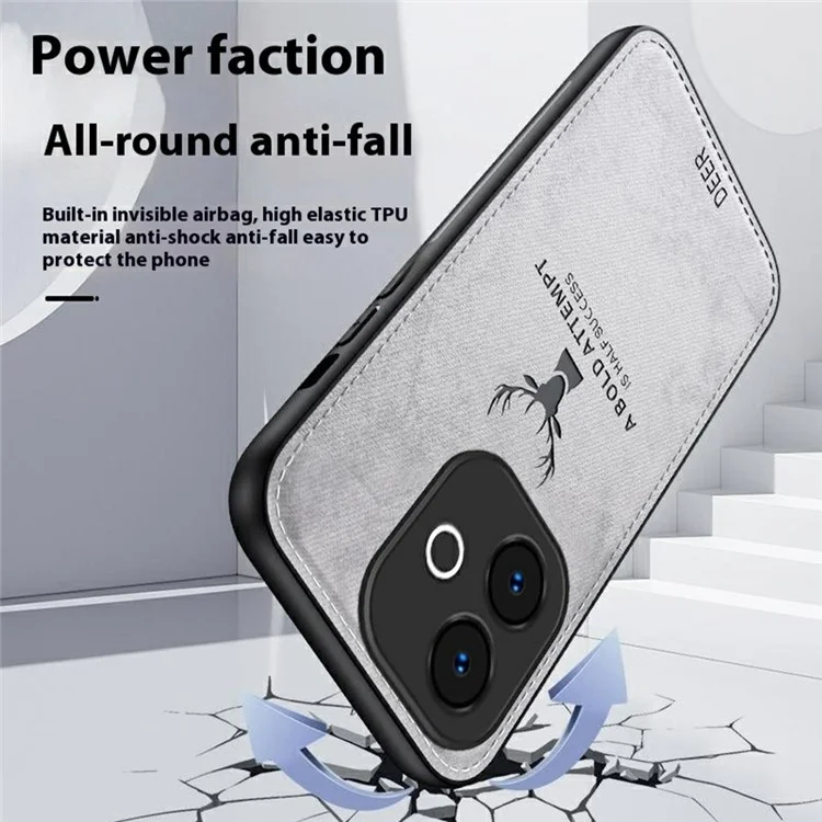For Oppo A5 Pro 4G (Global) / 5G (Global) /  A5 Energy 5G (China) Case Deer Pattern Cloth Texture PU + PC + TPU Phone Cover - Black-Cellmalls