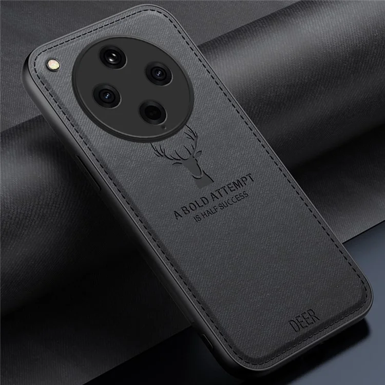 For Oppo Find X8 Pro 5G Case Deer Pattern Cloth Texture PU Leather Hybrid Phone Cover - Black-Cellmalls
