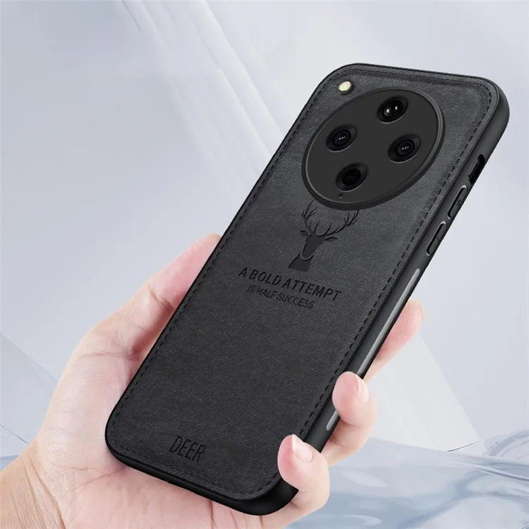 For Oppo Find X8 Pro 5G Case Deer Pattern Cloth Texture PU Leather Hybrid Phone Cover - Black-Cellmalls