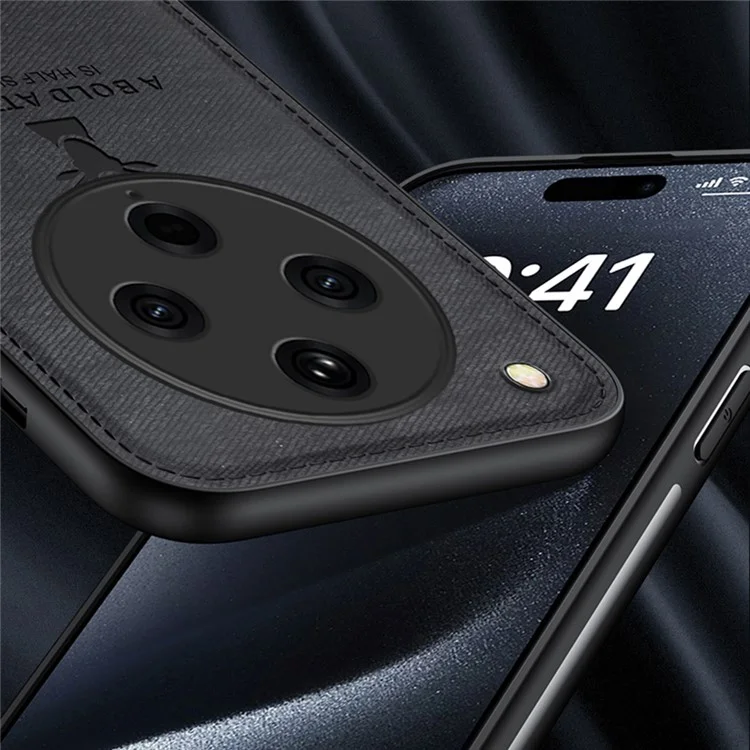 For Oppo Find X8 Pro 5G Case Deer Pattern Cloth Texture PU Leather Hybrid Phone Cover - Black-Cellmalls