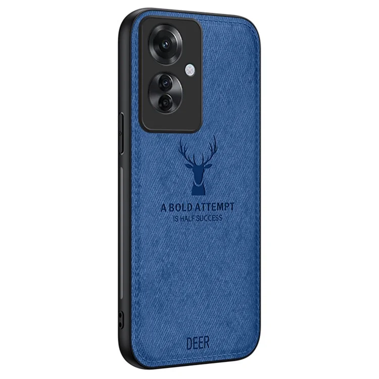 For Oppo Reno11 F 5G Case Deer Pattern Cloth Texture Leather+PC+TPU Phone Cover - Black-Cellmalls