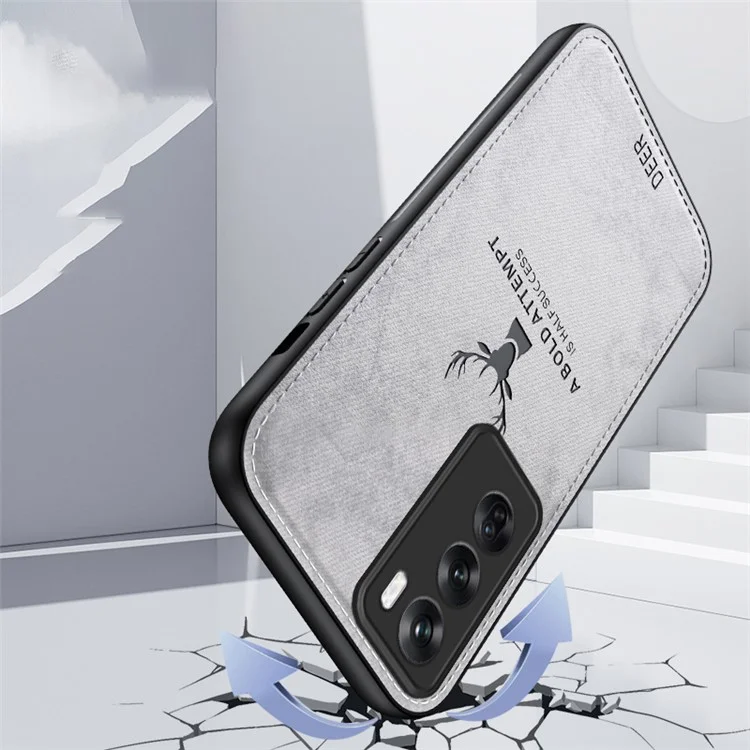 For Oppo Reno12 Pro 5G (Global) Case Deer Pattern Leather+PC+TPU Phone Cover - Black-Cellmalls
