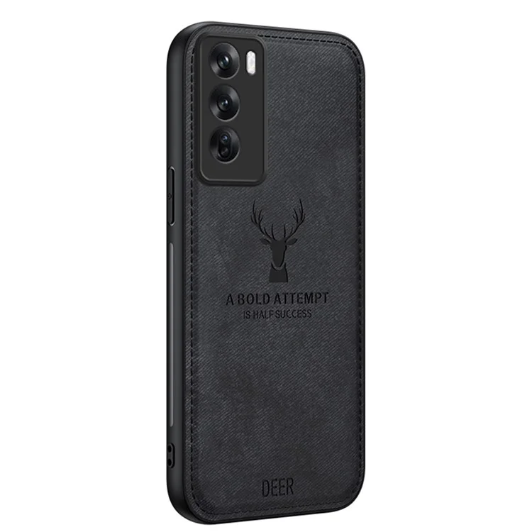 For Oppo Reno12 Pro 5G (Global) Case Deer Pattern Leather+PC+TPU Phone Cover - Black-Cellmalls