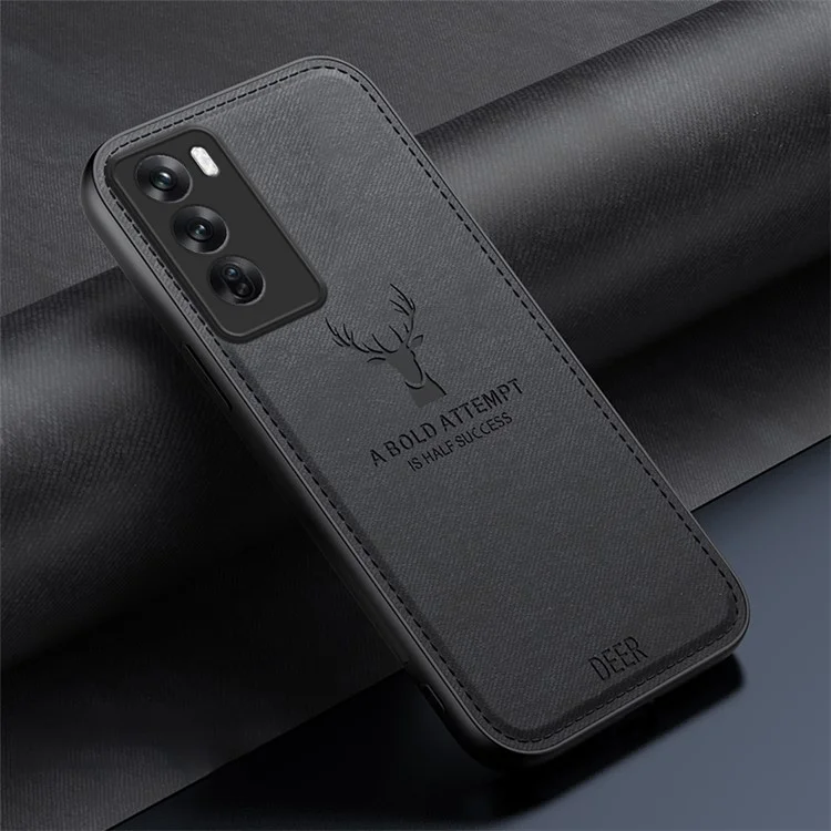 For Oppo Reno12 Pro 5G (China) Case Deer Pattern Leather+PC+TPU Protective Phone Cover - Black-Cellmalls