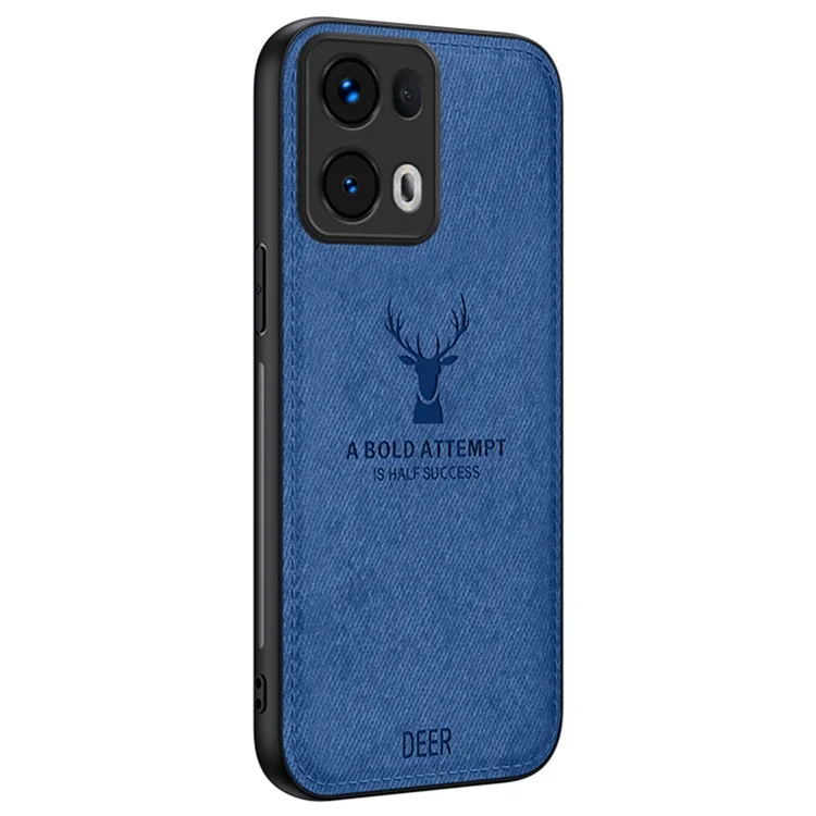 For Oppo Reno13 Pro 5G Case Deer Pattern Cloth Texture PU Leather Hybrid Phone Cover - Black-Cellmalls