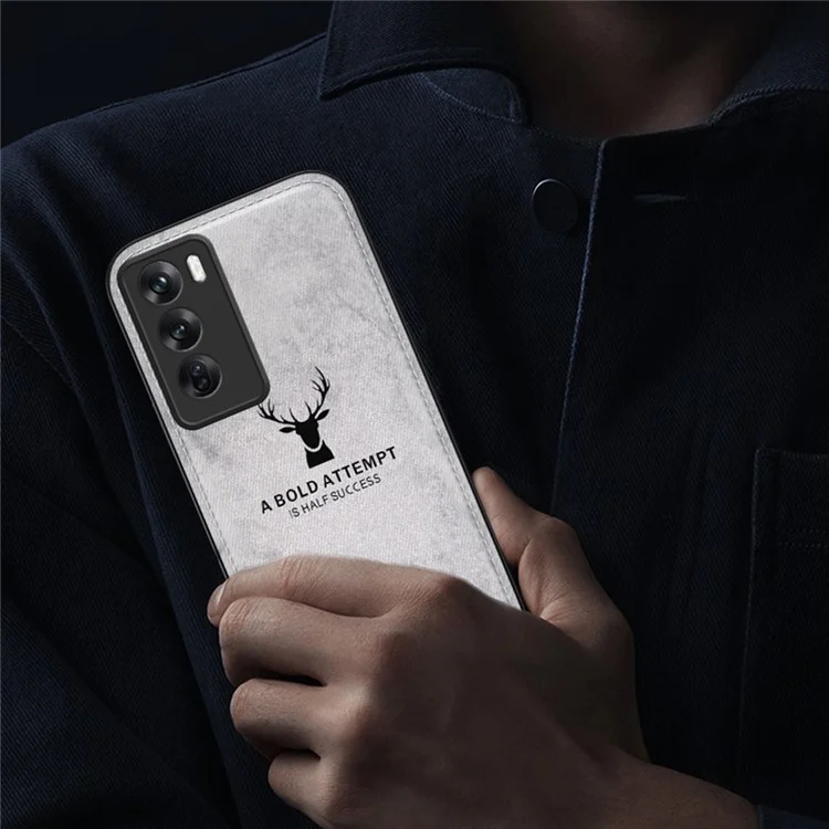 For Oppo Reno12 Pro 5G (Global) Case Deer Pattern Leather+PC+TPU Phone Cover - Black-Cellmalls