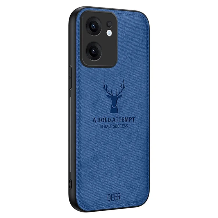 For Oppo Reno13 F 5G Case Deer Pattern Cloth Texture PU + PC + TPU Phone Cover - Black-Cellmalls