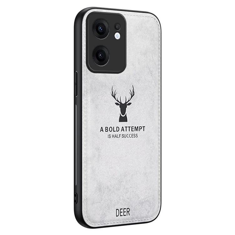For Oppo Reno13 F 5G Case Deer Pattern Cloth Texture PU + PC + TPU Phone Cover - Black-Cellmalls