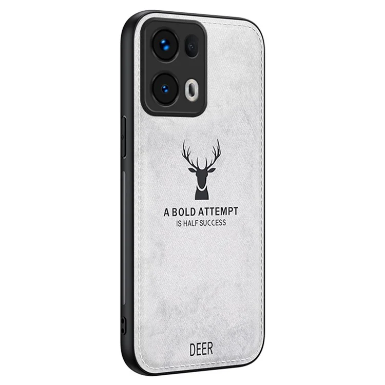 For Oppo Reno13 Pro 5G Case Deer Pattern Cloth Texture PU Leather Hybrid Phone Cover - Black-Cellmalls
