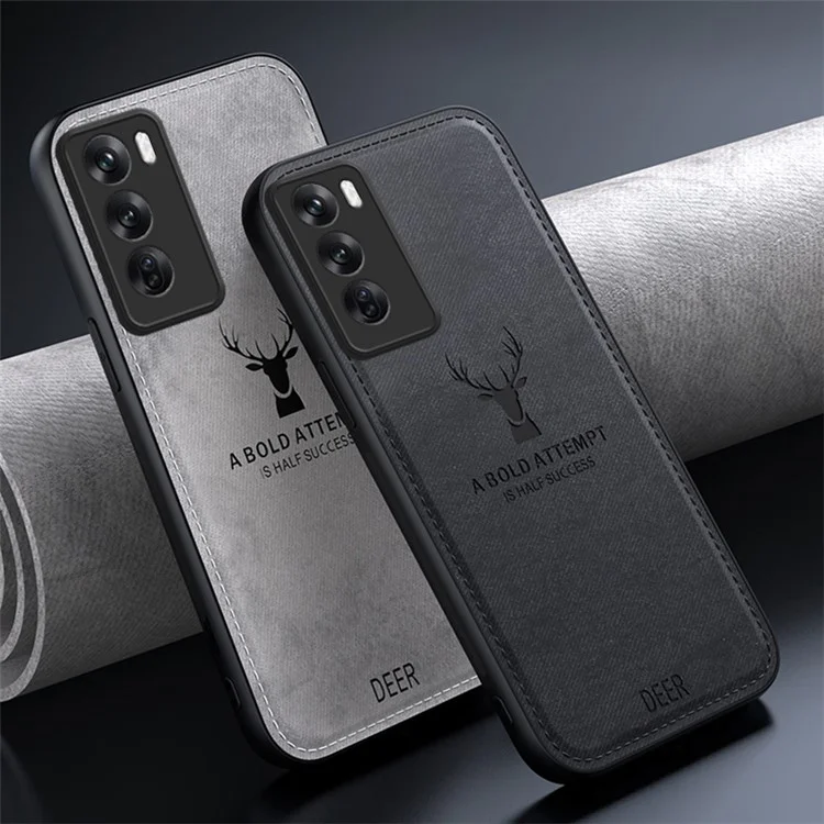For Oppo Reno12 Pro 5G (China) Case Deer Pattern Leather+PC+TPU Protective Phone Cover - Black-Cellmalls
