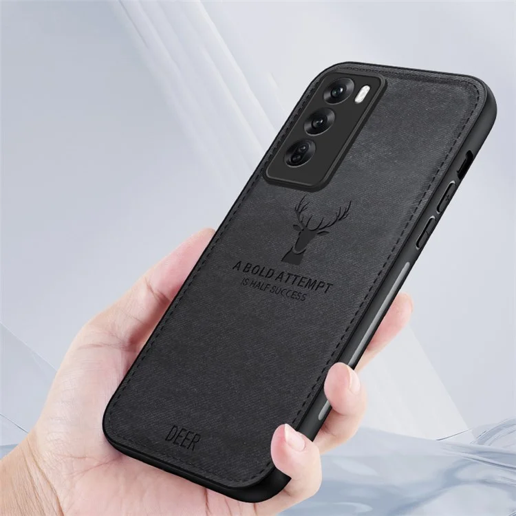 For Oppo Reno12 Pro 5G (Global) Case Deer Pattern Leather+PC+TPU Phone Cover - Black-Cellmalls