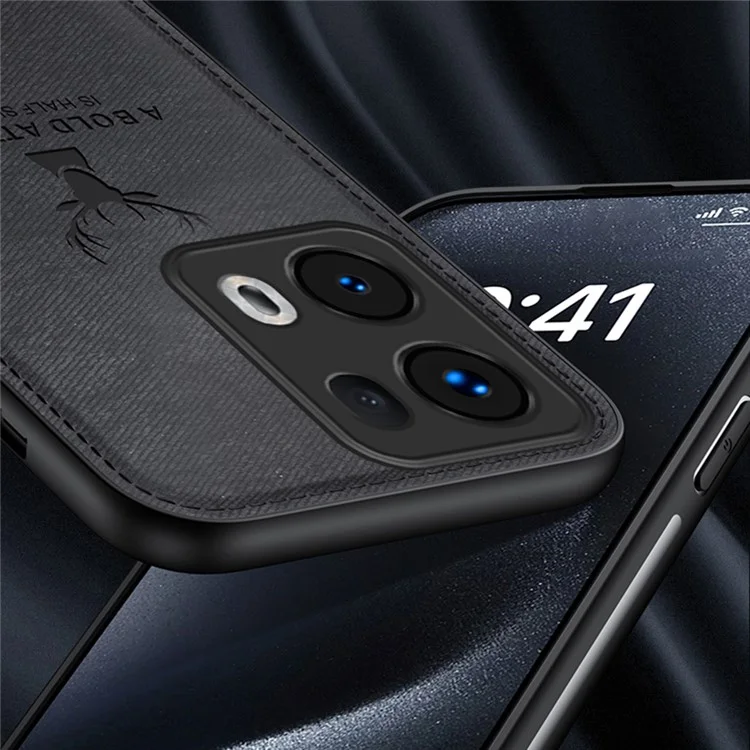 For Oppo Reno13 Pro 5G Case Deer Pattern Cloth Texture PU Leather Hybrid Phone Cover - Black-Cellmalls