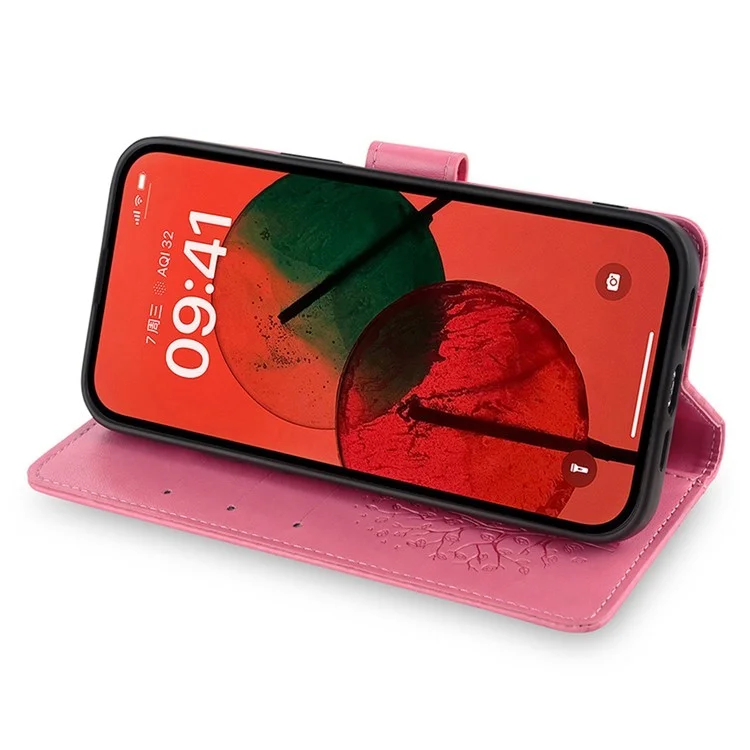 For Oppo A5 Pro 4G (Global) / 5G (Global) / A5 Energy 5G (China) Case PU Leather Wallet Phone Cover Tree Deer Imprinted - Pink-Cellmalls
