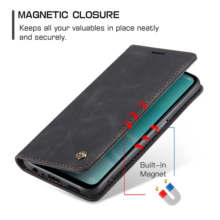 CASEME 013 Series Leather Case for Oppo A57 4G / A57s 4G / A57e 4G / A77 4G / A77s 4G / OnePlus Nord N20 SE 4G Wallet Stand Phone Cover - Black-Cellmalls