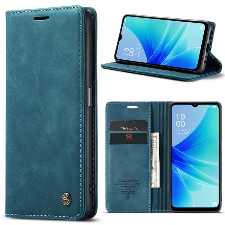 CASEME 013 Series Leather Case for Oppo A57 4G / A57s 4G / A57e 4G / A77 4G / A77s 4G / OnePlus Nord N20 SE 4G Wallet Stand Phone Cover - Black-Cellmalls