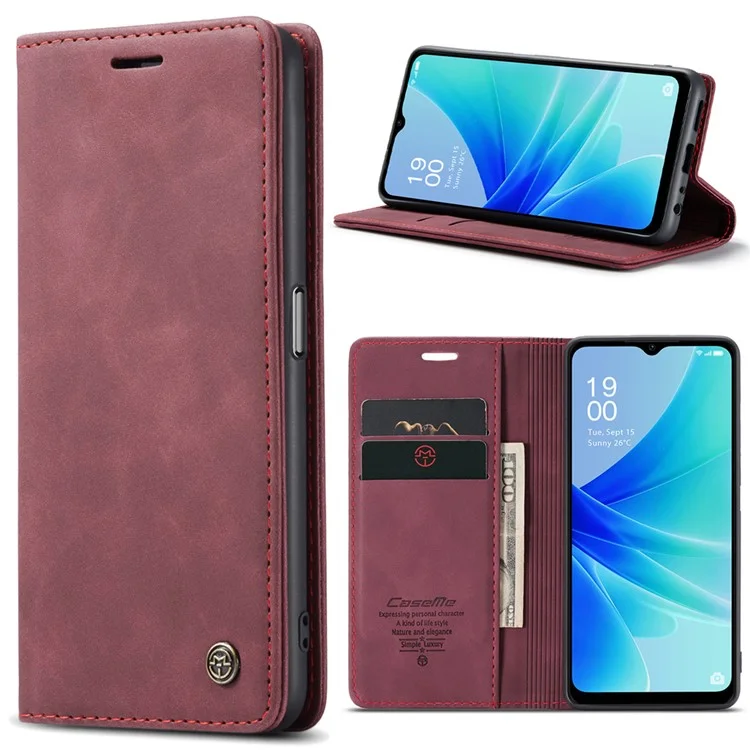 CASEME 013 Series Leather Case for Oppo A57 4G / A57s 4G / A57e 4G / A77 4G / A77s 4G / OnePlus Nord N20 SE 4G Wallet Stand Phone Cover - Black-Cellmalls