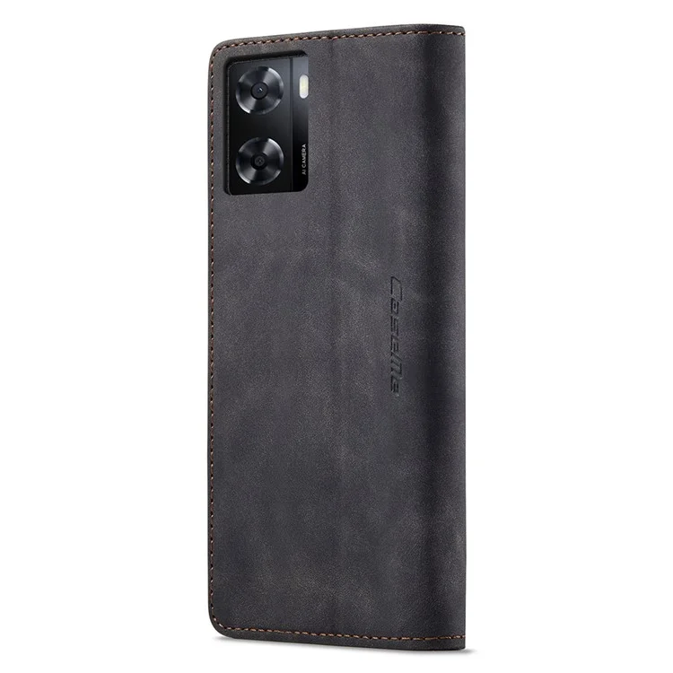 CASEME 013 Series Leather Case for Oppo A57 4G / A57s 4G / A57e 4G / A77 4G / A77s 4G / OnePlus Nord N20 SE 4G Wallet Stand Phone Cover - Black-Cellmalls