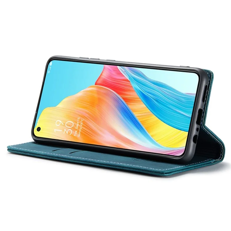 CASEME 013 Series For Oppo A78 4G Case PU Leather Stand Magnetic Closure Phone Cover - Blue-Cellmalls