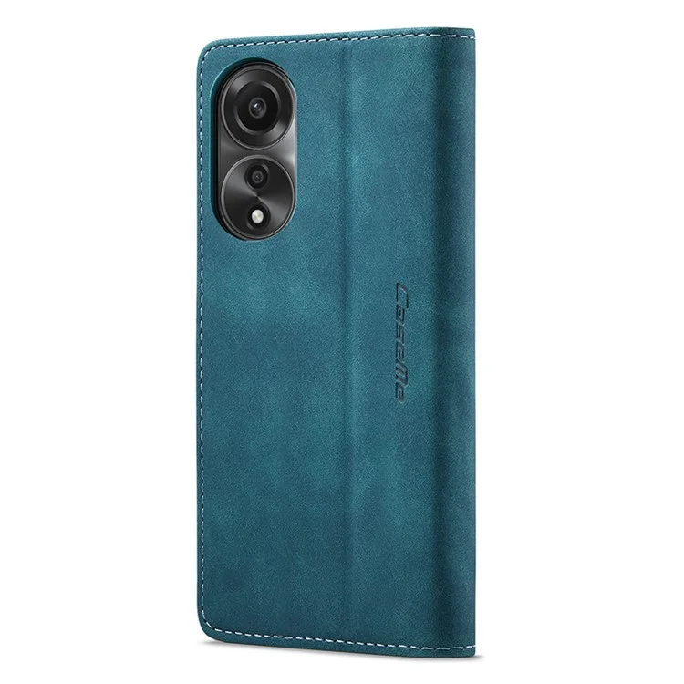 CASEME 013 Series For Oppo A78 4G Case PU Leather Stand Magnetic Closure Phone Cover - Blue-Cellmalls