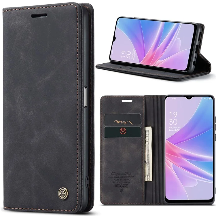 CASEME 013 Series For Oppo A78 5G Multifunction Wallet Phone Case PU Leather Stand Flip Cover - Black-Cellmalls