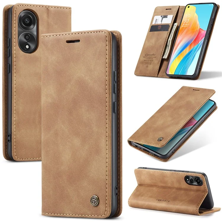 CASEME 013 Series For Oppo A78 4G Case PU Leather Stand Magnetic Closure Phone Cover - Blue-Cellmalls