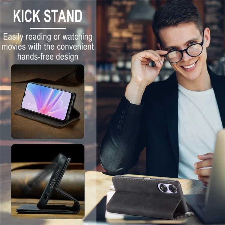 CASEME 013 Series For Oppo A78 5G Multifunction Wallet Phone Case PU Leather Stand Flip Cover - Black-Cellmalls