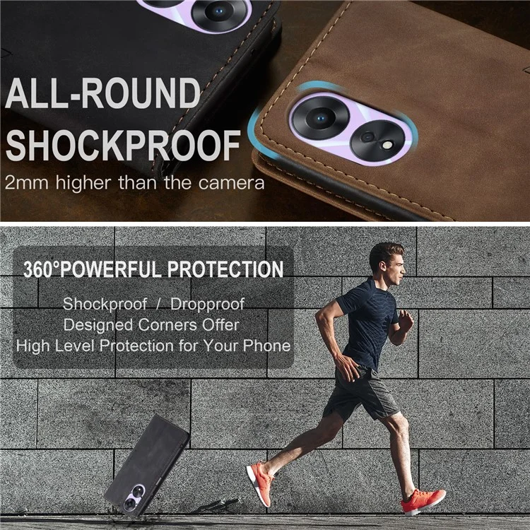 CASEME 013 Series For Oppo A78 5G Multifunction Wallet Phone Case PU Leather Stand Flip Cover - Black-Cellmalls