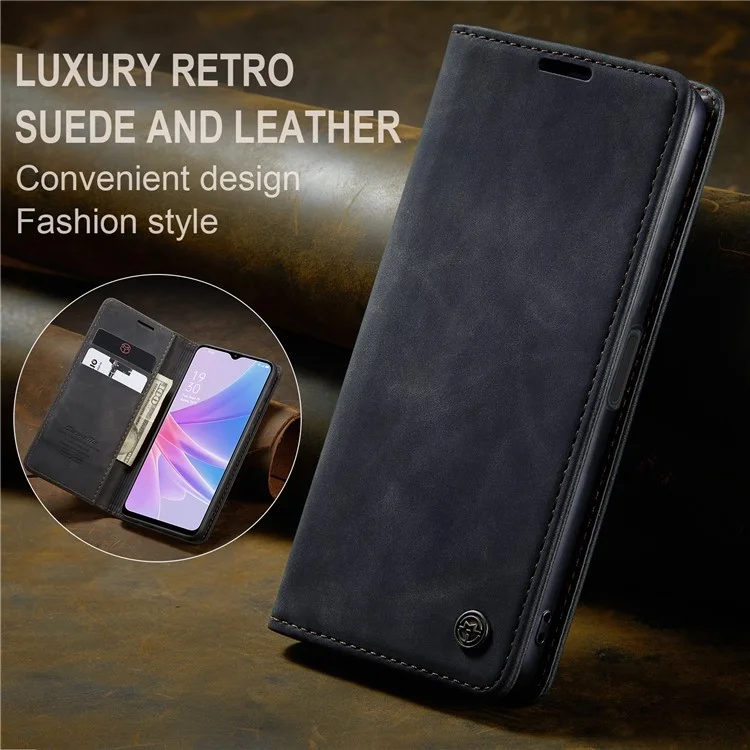 CASEME 013 Series For Oppo A78 5G Multifunction Wallet Phone Case PU Leather Stand Flip Cover - Black-Cellmalls