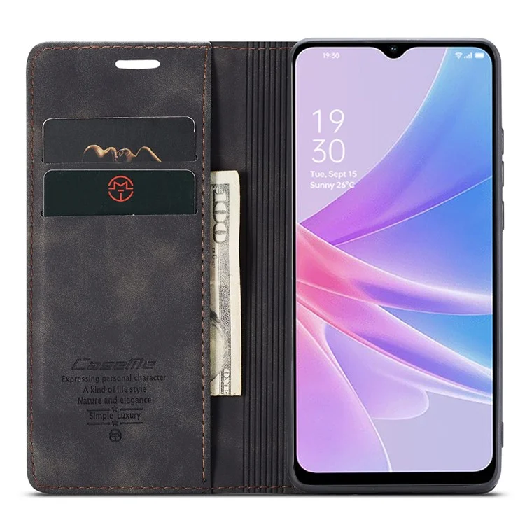 CASEME 013 Series For Oppo A78 5G Multifunction Wallet Phone Case PU Leather Stand Flip Cover - Black-Cellmalls
