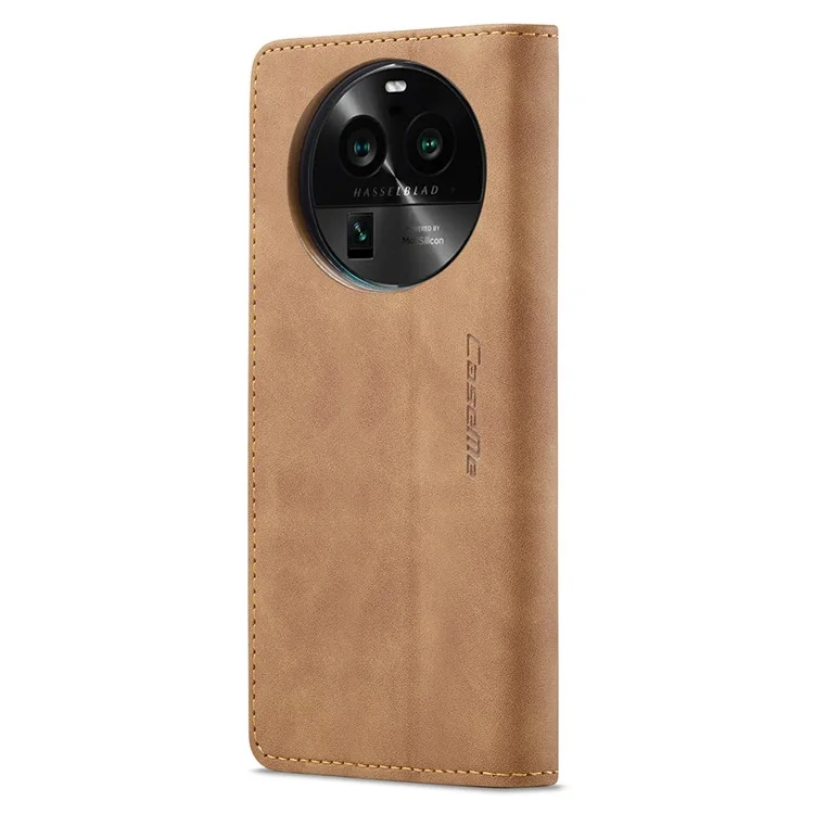 CASEME 013 Series For Oppo Find X6 Pro PU Leather Wallet Phone Case Shockproof Flip Stand Phone Shell - Brown-Cellmalls