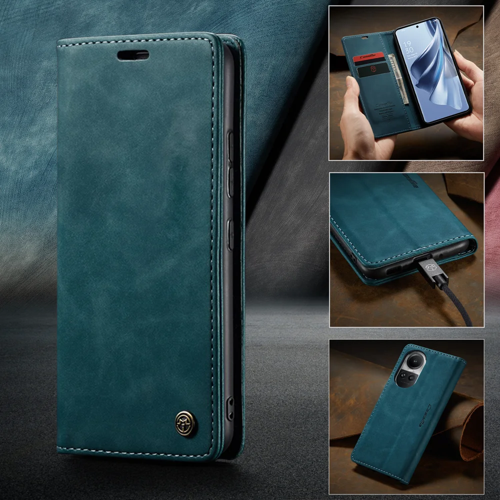 For Oppo Reno12 Pro 5G (Global) Case CASEME 013 Series Card Holder Stand Leather Phone Cover - Coffee-Cellmalls