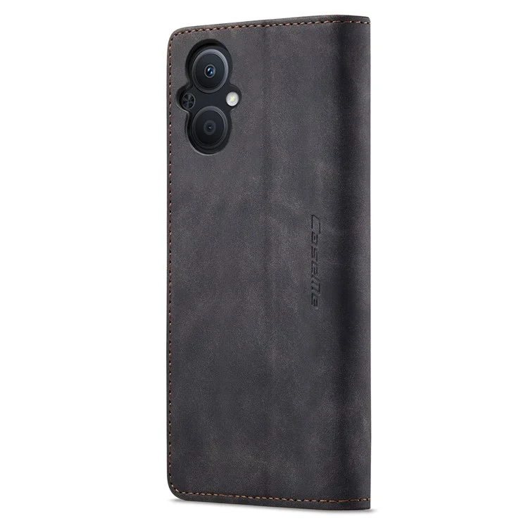 CASEME 013 Series for Oppo A96 5G / Reno7 Z 5G (Global Version)//Reno7 Lite 5G (Global Version) / Reno8 Lite 5G (Global Version) / F21 Pro 5G (Global Version) / Reno8 Z 5G (Global Version) Leather Wallet Phone Stand Case - Black-Cellmalls