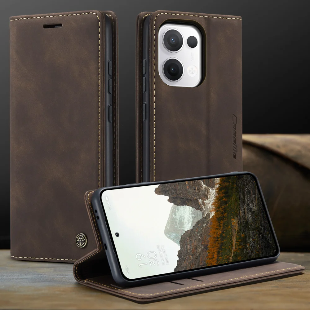 For Oppo Reno13 5G (Global) Wallet Case CASEME 013 Series PU Leather Phone Cover Stand - Brown-Cellmalls