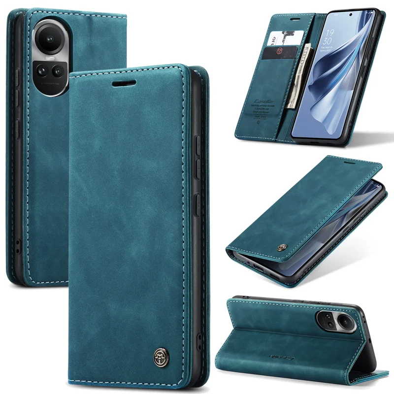 For Oppo Reno12 Pro 5G (Global) Case CASEME 013 Series Card Holder Stand Leather Phone Cover - Coffee-Cellmalls